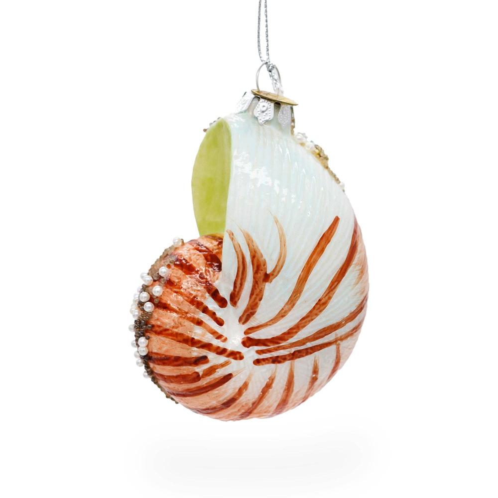 Conch Sea Snail Shell Glass Christmas Ornament | Putti Christmas Decorations