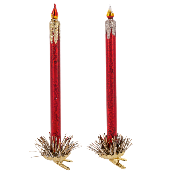 Red Glass Clip-on Candle Ornaments