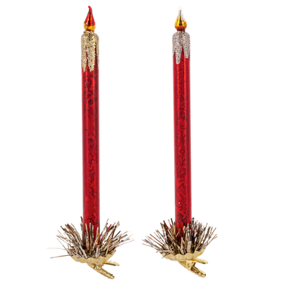 Red Glass Clip-on Candle Ornaments