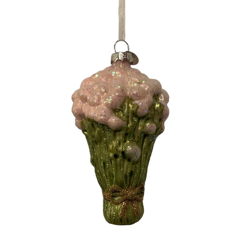 Bouquet of Flowers Glass Ornament - Light Pink