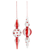 Peppermint Polka Dot Glass Finial Ornaments | Putti Christmas Decorations