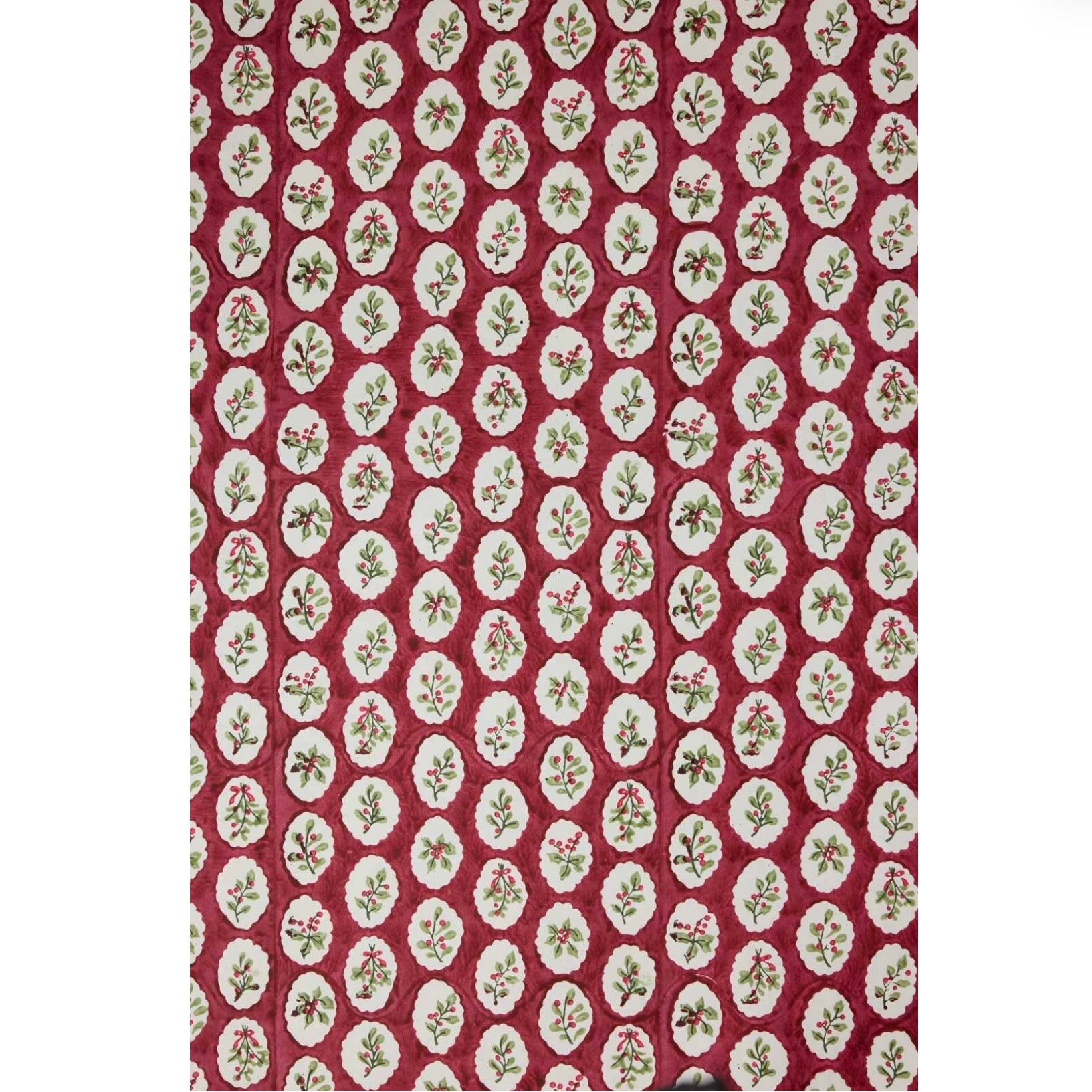 Paper Mirchi Block Printed Wrapping Paper Sheets - Red Scallop Tiles