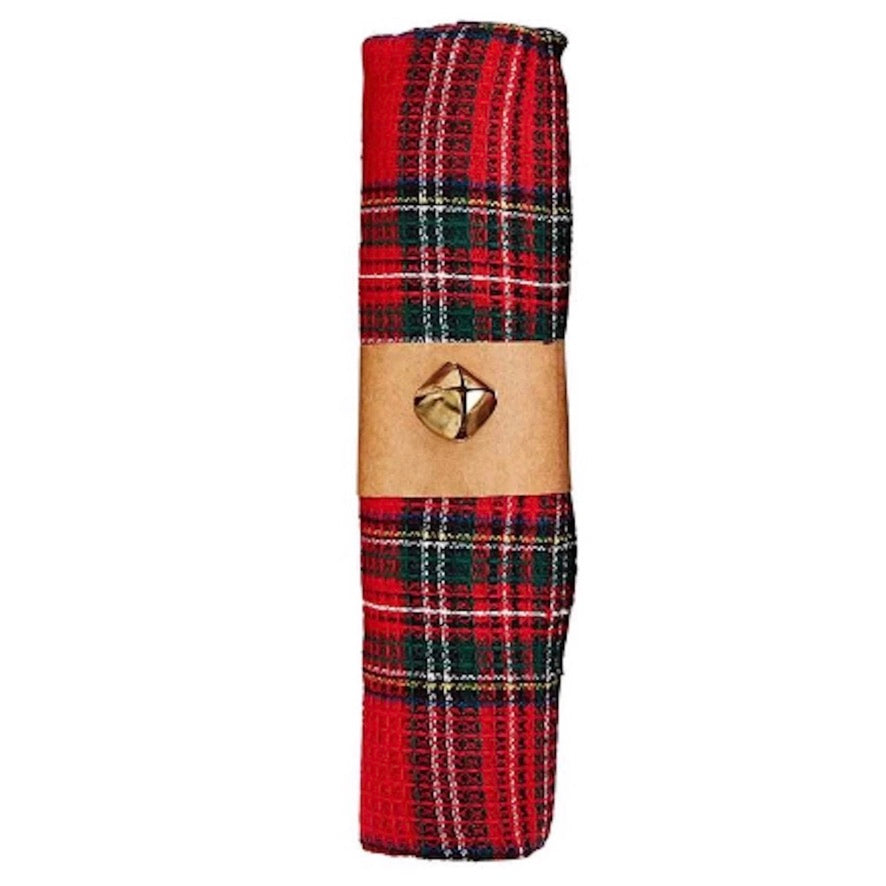 Jingle Bell Wrapped Towel - Red Tartan