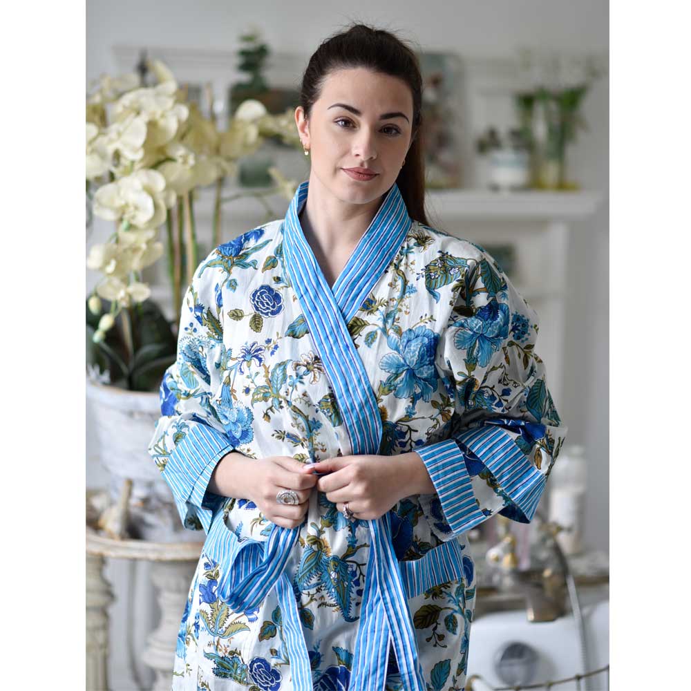 "Blue Rose" Ladies Dressing Gown | Putti Fine Fashions