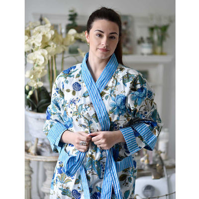 "Blue Rose" Ladies Dressing Gown | Putti Fine Fashions