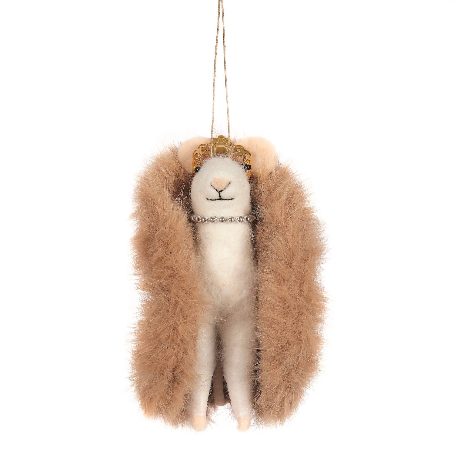 Diva Mouse in Brown Fur Coat Ornament | Putti Christmas Decorations