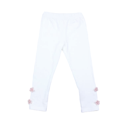 Doe a Dear Ribbon Floral White Leggings | Le Petite Putti