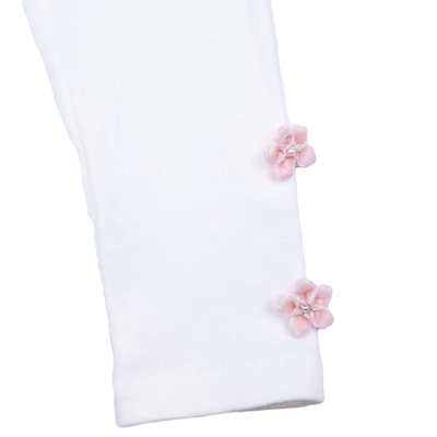 Doe a Dear Ribbon Floral White Leggings | Le Petite Putti