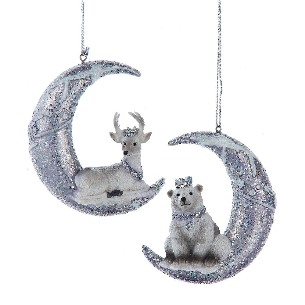 Deer and Polar Bear on Moon Ornament | Putti Christmas
