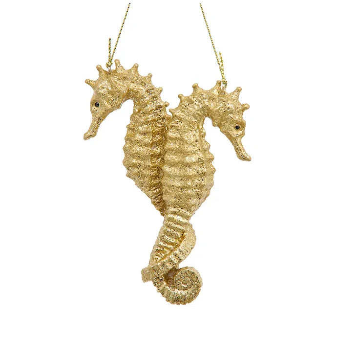 Gold Seahorse Pair Resin Ornament | Putti Christmas Decorations