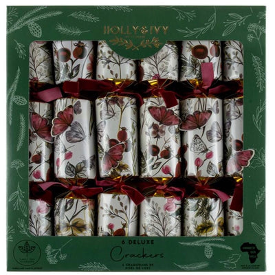 Holly & Ivy Butterfly Floral Christmas Crackers | Putti Christmas Celebrations