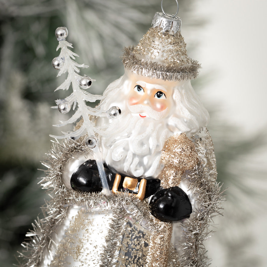 Vintage Charm Santa Glass Ornament