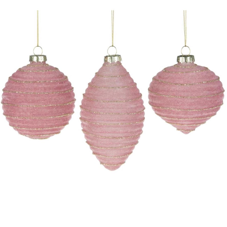 Pink Ribbed Glass Ornament | Putti Christmas Canada