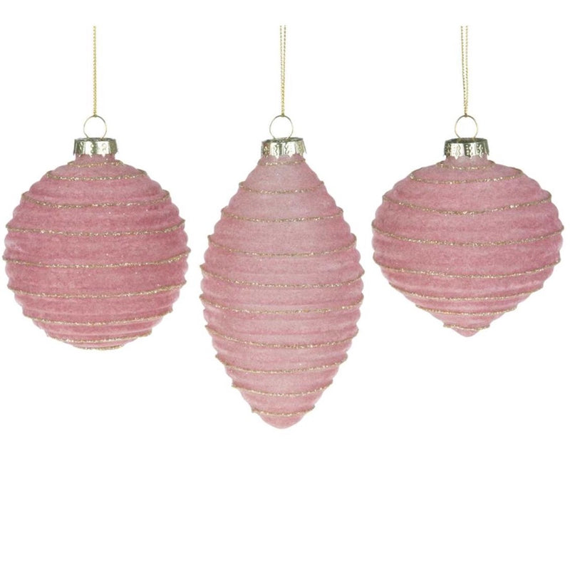 Pink Ribbed Glass Ornament | Putti Christmas Canada