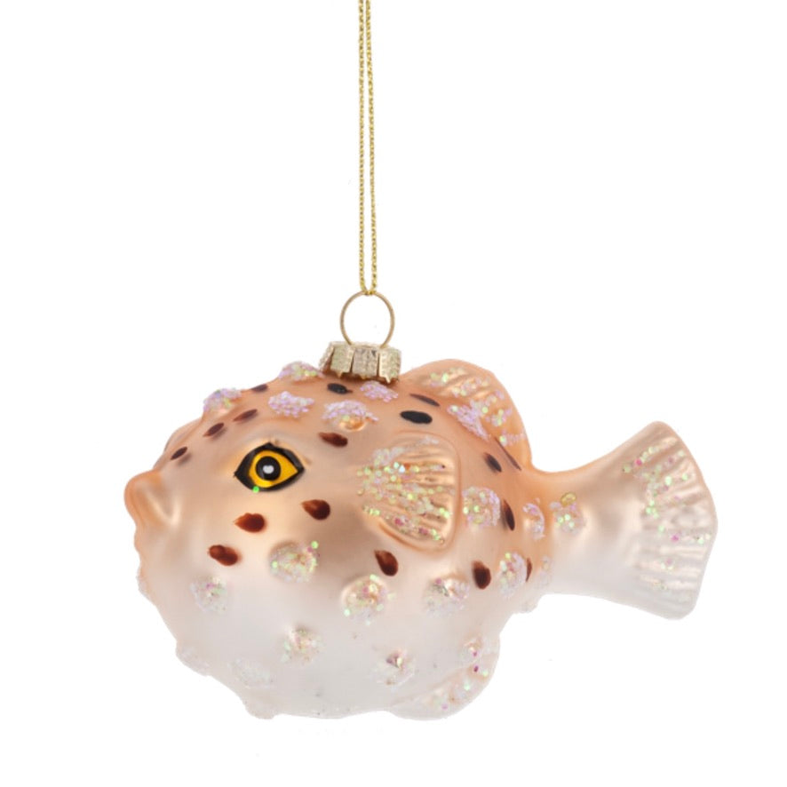 Jeweled Puffer Fish Glass Ornament