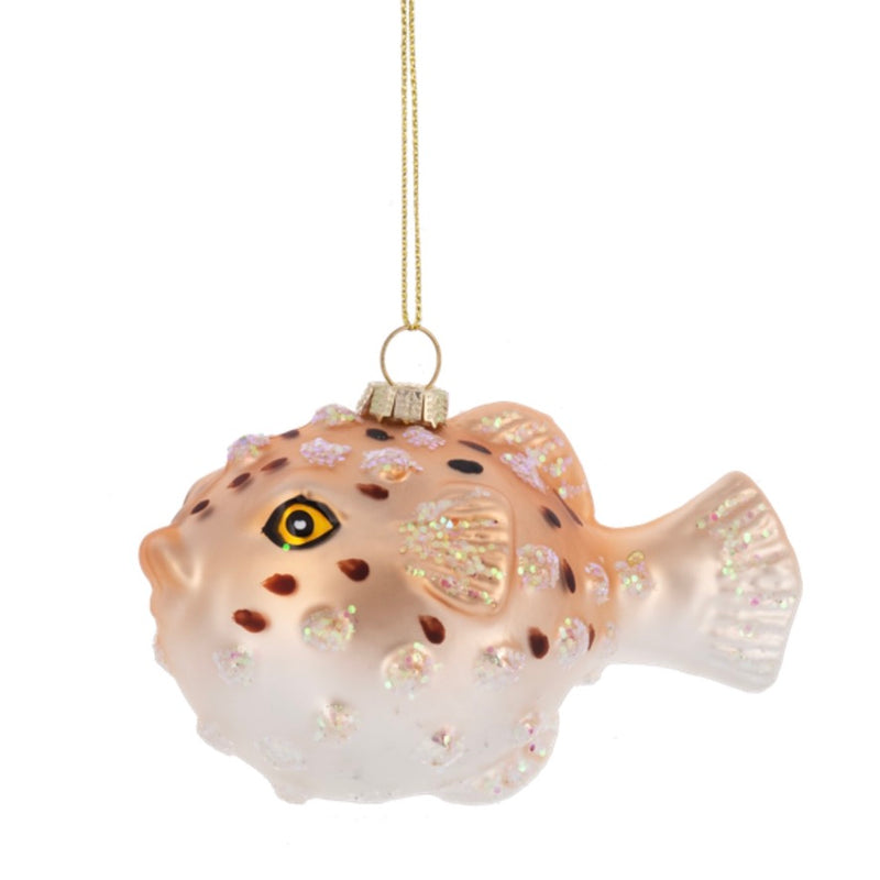 Jeweled Puffer Fish Glass Ornament