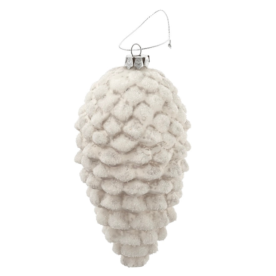 White Glass Pinecone Ornament