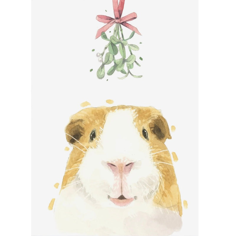 Guinea Pig with Mistletoe Christmas Greeting Card