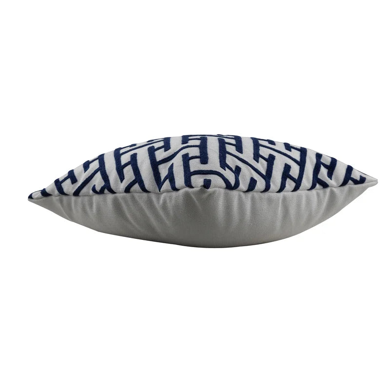 Navy Embroidered Indoor/Outdoor Pillow | Putti Fine Furnishings 