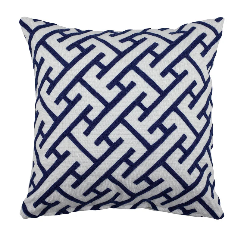 Navy Embroidered Indoor/Outdoor Pillow | Putti Fine Furnishings 