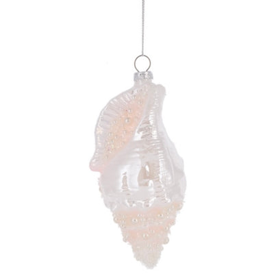 Iridescent Ivory Spiral Shell Glass Ornament