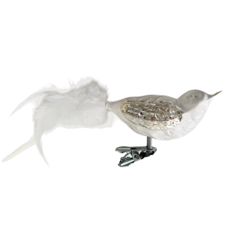 European White and Champagne Glass Feather Bird