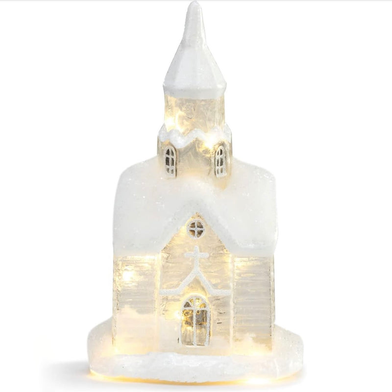 Snowy LED Village Glass Church