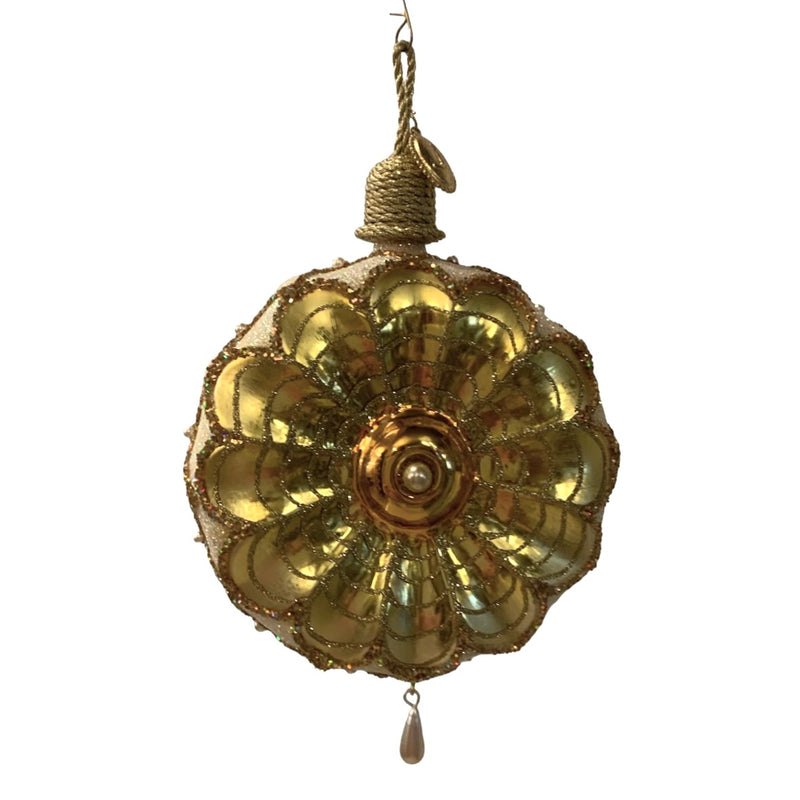Reflector Glass Disc Ornament - Gold | Putti Christmas