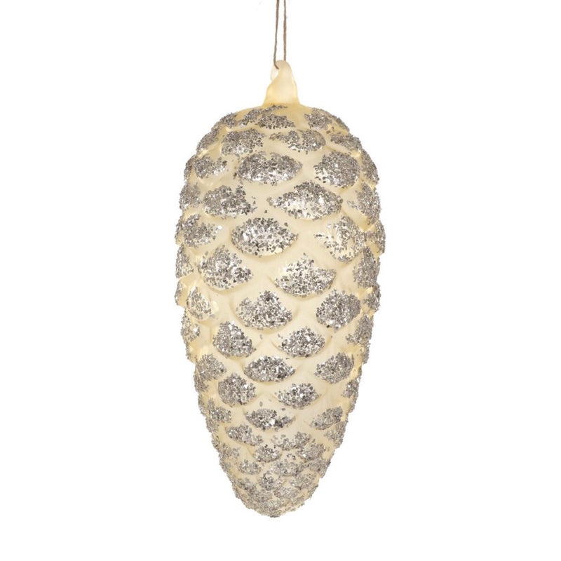 Cody Foster Large Forest Pinecone Glass Ornament - Cream