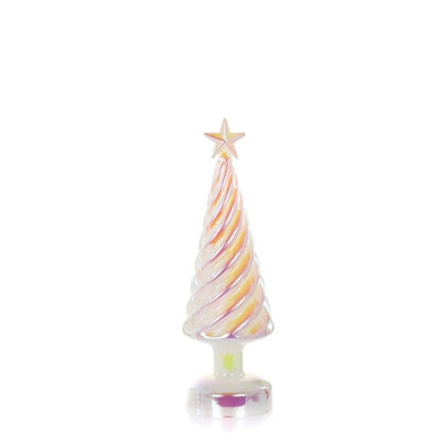 Medium Iridescent Lit Glass Tree - Pearl