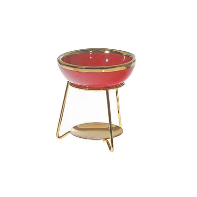 Ceramic Oil Burner With Stand - Red