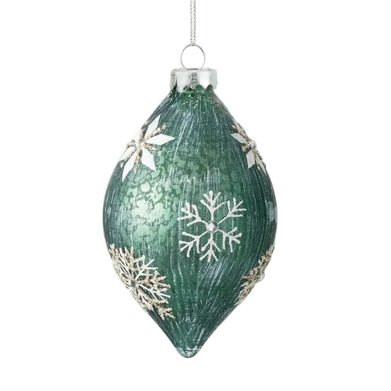 Sage Green Snowflake Glass Ball Ornament