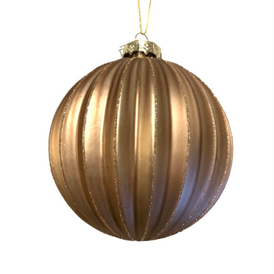 Matte Blush Ribbed Glass Ornament |  Putti Decorations
