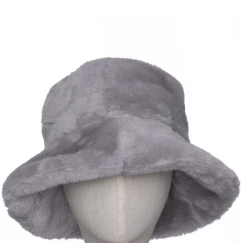 Faux Fur Bucket Hat - Grey | Putti Fine Fashions