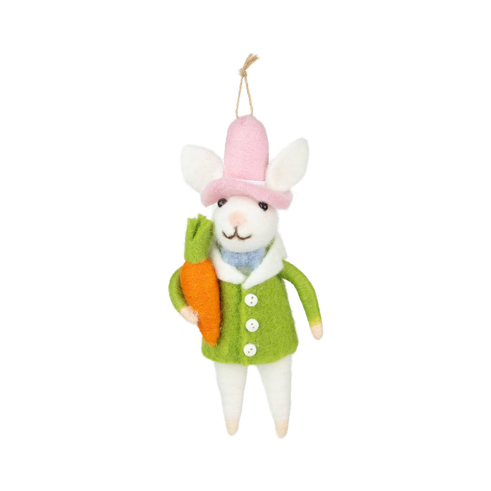 Felt Bunny Ornament with Carrot | Putti Fine Furnishings