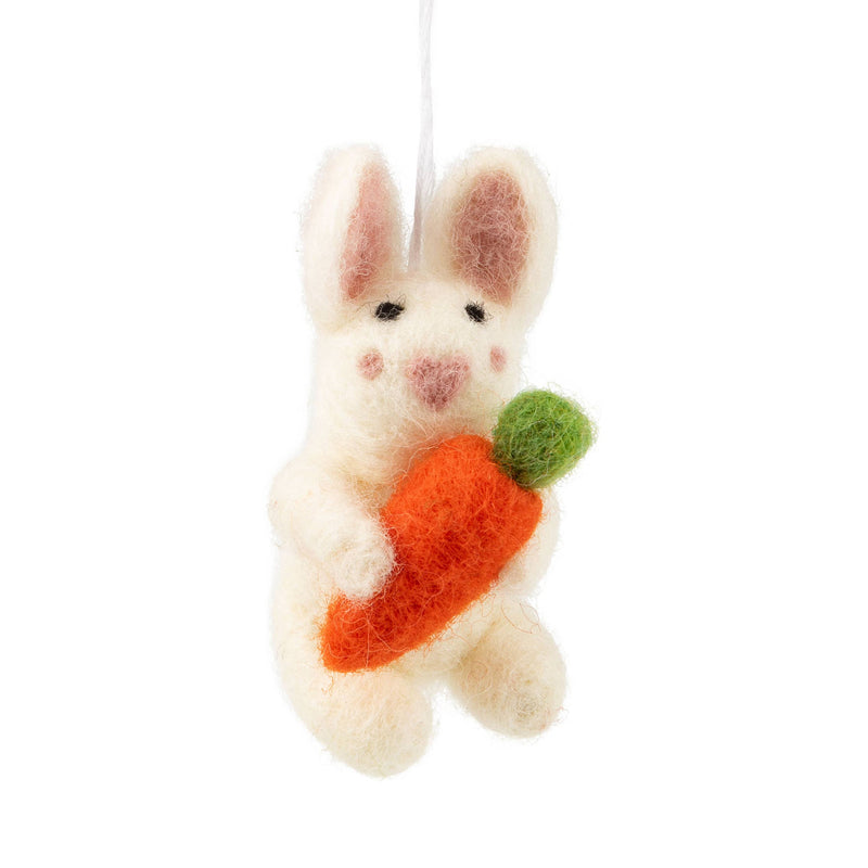 Felt Bunny with Carrot Ornament | Putti Easter Decorations