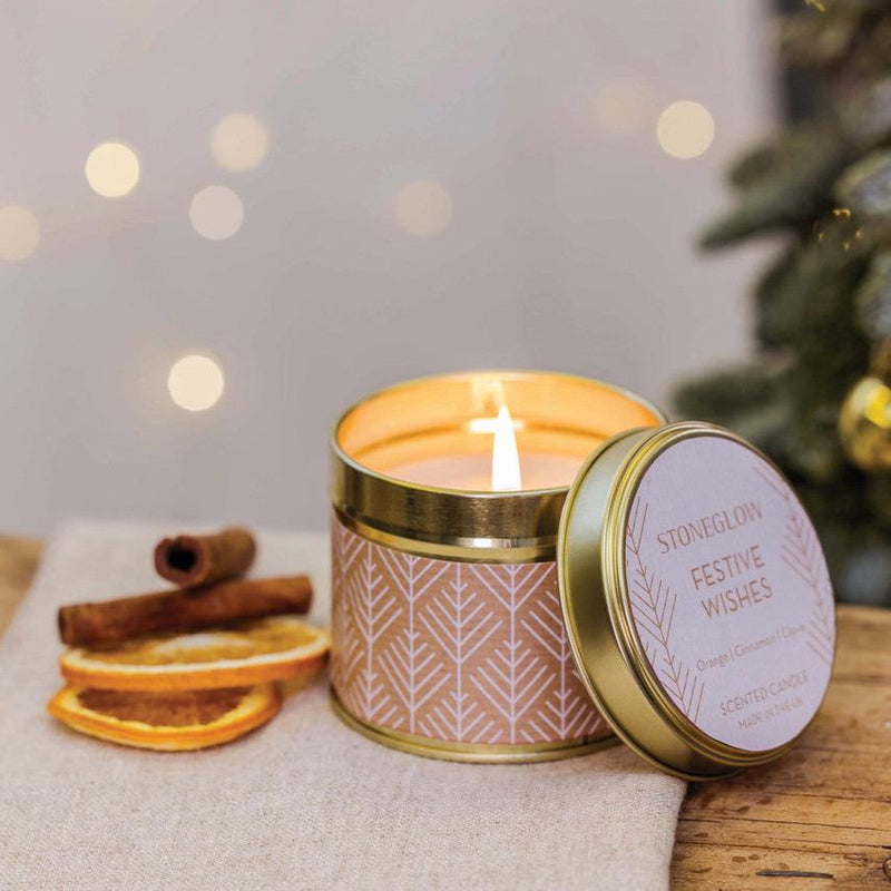 Festive Wishes Orange Cinnamon & Clove Candle Tin | Putti Christmas