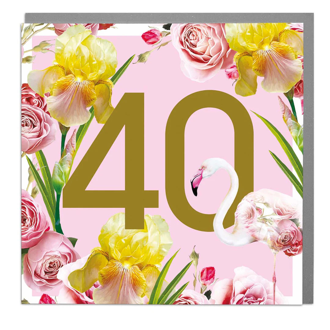 Flamingo "40" Greeting Card | Putti Celebrations