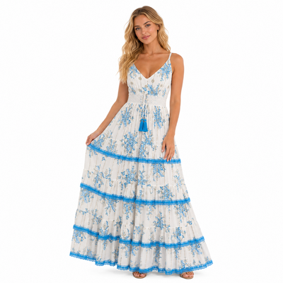 Floral Maxi Dress - Blue | Putti Fine Fashions