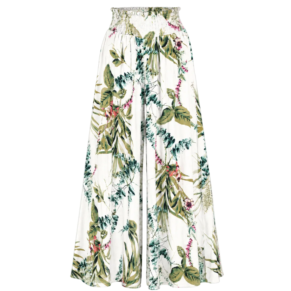 Floral Printed Palazzo Pants - White | Putti Fine Fashions
