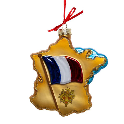 France Map Glass Ornament | Putti Christmas Decorations