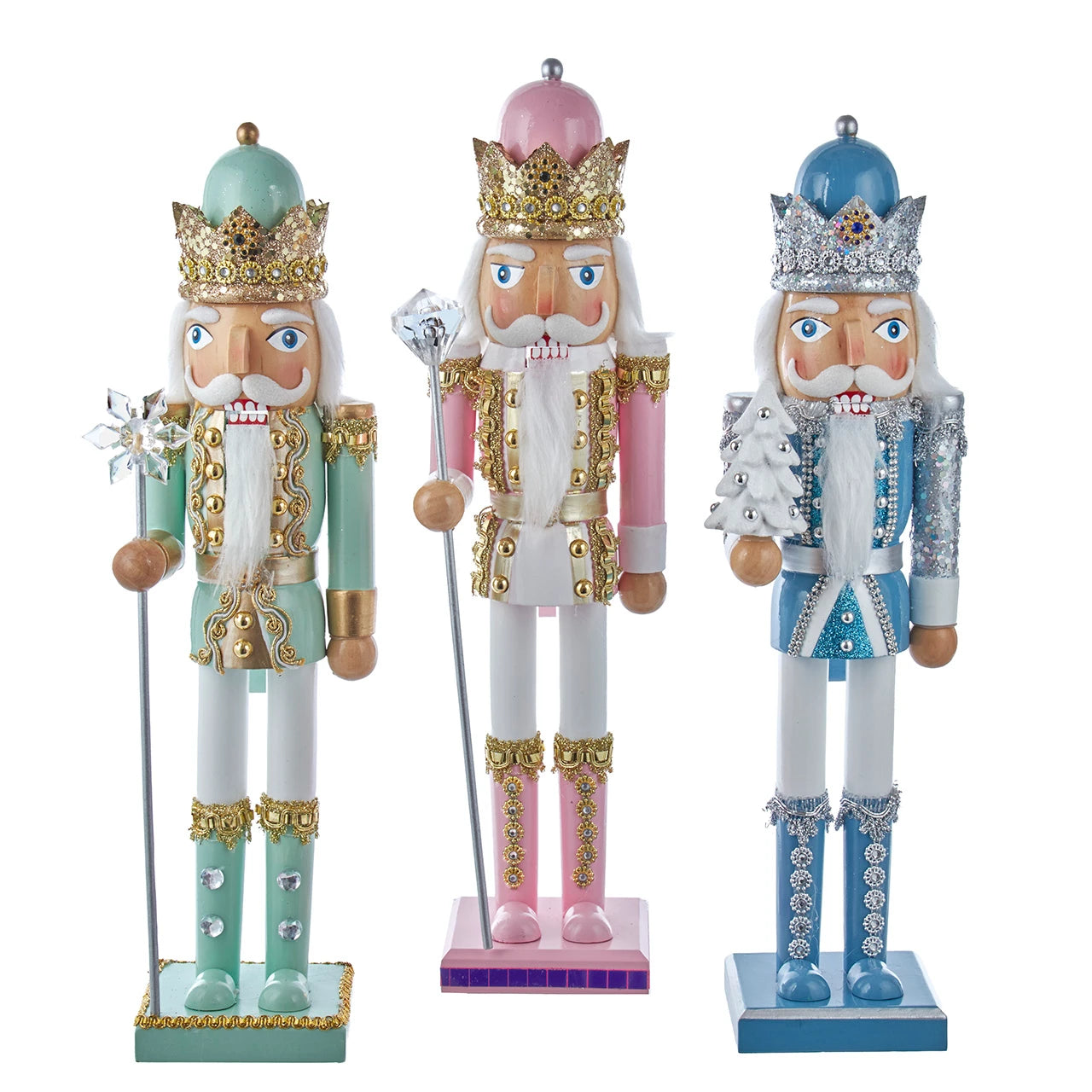 Mint, Pink and Blue Wooden Nutcracker | Putti Christmas Decorations