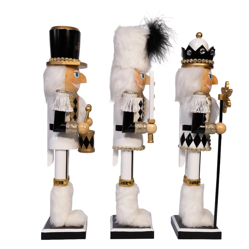 Black and White Wooden Nutcracker | Putti Christmas Decorations