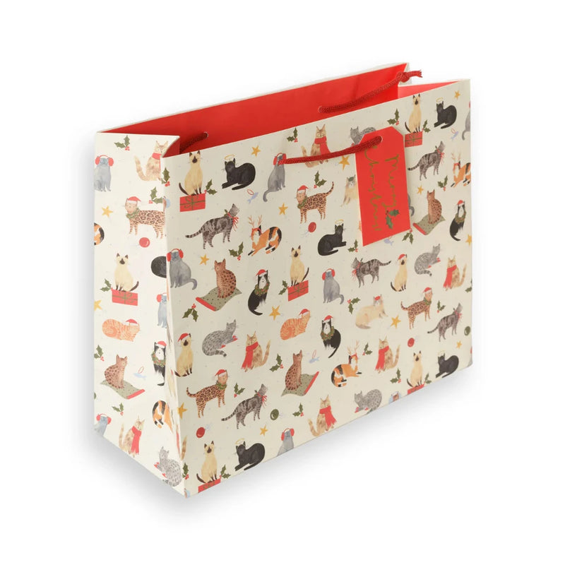 Santa Paws Cats Large Landscape Christmas Gift Bag | Putti