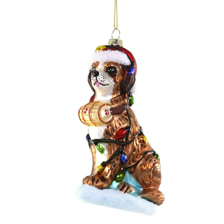 Cody Foster Festive St. Bernard Glass Ornament | Putti Christmas Decorations
