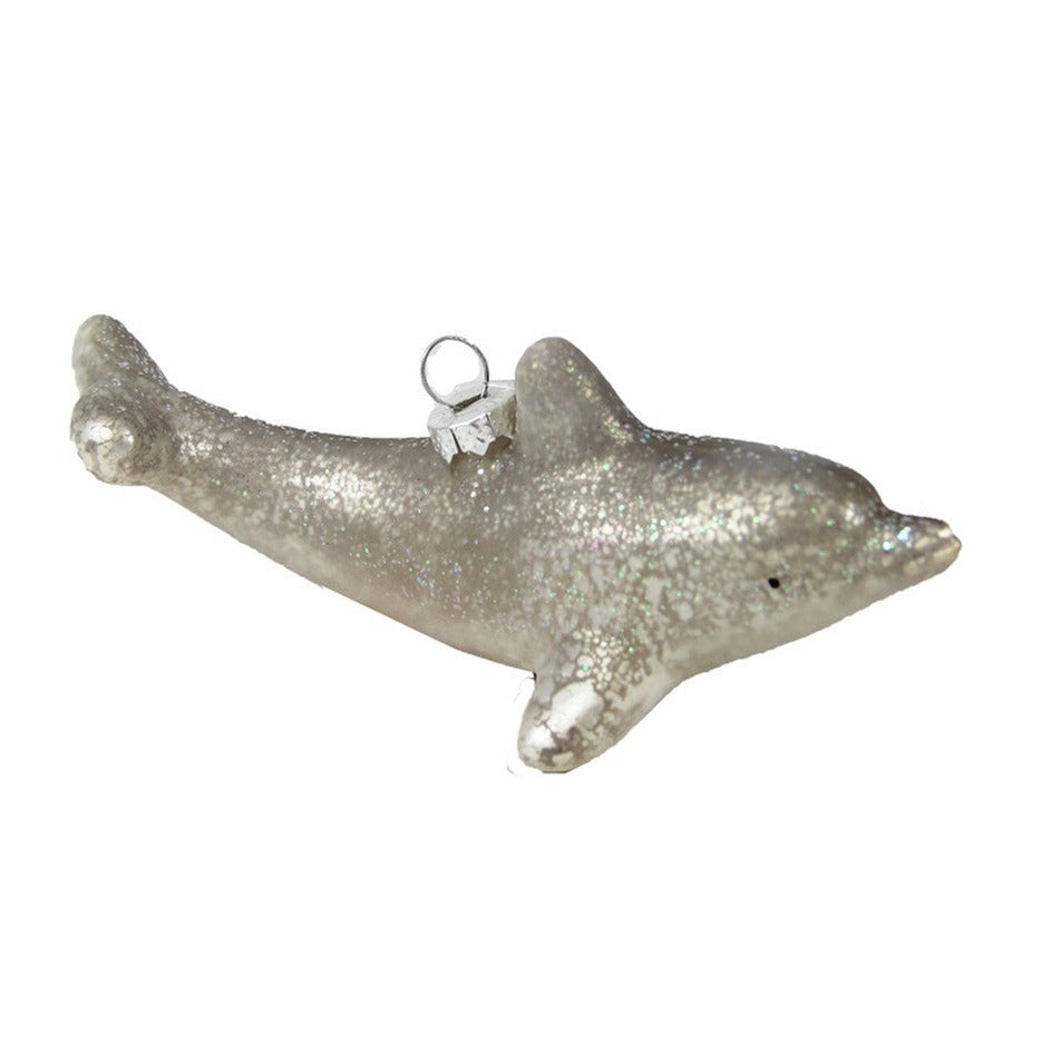 Grey Dolphin Glass Ornament | Putti Christmas Canada