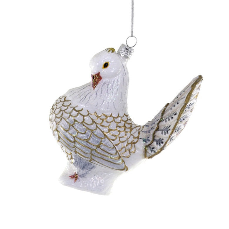 Cody Foster White Dove Glass Ornament  | Putti Christmas Decorations