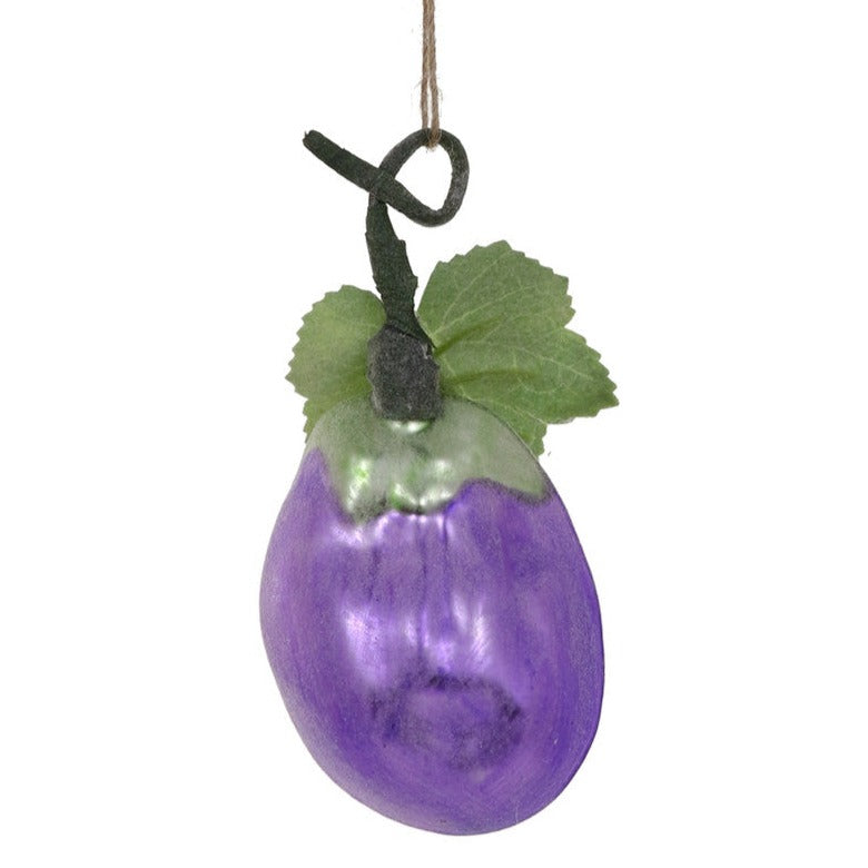 Cody Foster Farmstand Eggplant Glass Ornament  | Putti Christmas Decorations