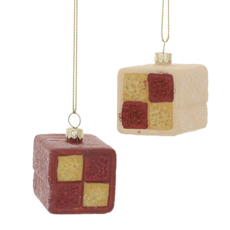 Cody Foster Battenberg Cake Slice Glass Ornament