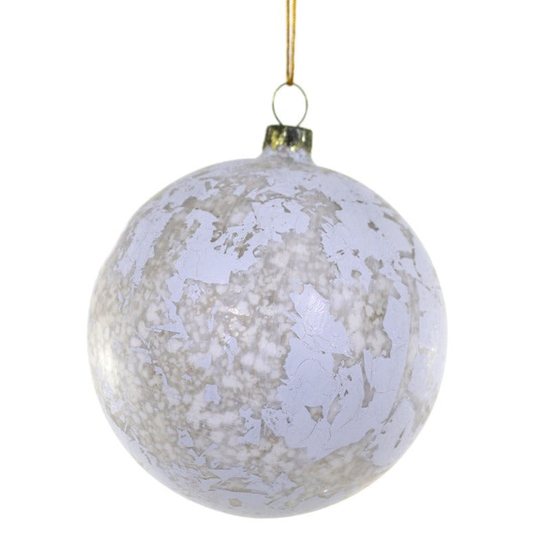 Cody Foster Aged White Glass Ball Ornament | Putti Christmas Decorations